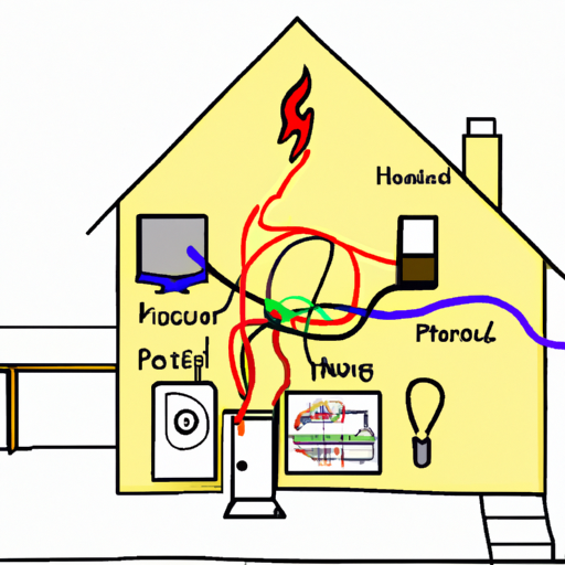 איור של בית עם סכנות שונות של שריפות חשמל